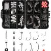 RUNCL Fishing Terminal Tackle, 148/170pcs Fishing Tackle Box - Fishing Hooks, Weights, Jig Heads, O-Rings, Barrel Swivels, Fastlock Snaps, Fishing Beads, Space Beans - Freshwater & Saltwater Fishing