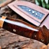 Bobcat Knives Desert Fox Custom Handmade Hunting EDC Knife Damascus Steel with Leather Sheath - Image 4
