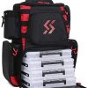 Sougayilang Fishing Tackle Backpack Waterproof Tackle Bag Storage with 4 Trays Tackle Box and Protective Rain Cover for Camping Hiking