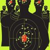 Splatterburst Targets - 18 x 24 inch - Triple Silhouette Shooting Target - Shots Burst Bright Fluorescent Yellow Upon Impact - Gun - Rifle - Pistol - Airsoft - BB Gun - Air Rifle - Made in USA