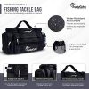 TrophyCatch Fishing Tackle Bag with Trays Storage | Water Resistant Fishing Tackle Box Bag ● Large Premium Design with Rustproof Zippers, Mesh Sack, Rod Holder, Detachable Shoulder Straps - Image 7