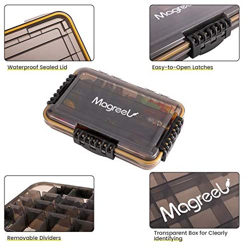 Magreel Waterproof Fishing Tackle Box, 3600/3700 Tackle Trays Tea-Colored Transparent Fishing Tackle Storage Organizer Boxes with DIY Dividers, 1 Pack/2 Pack - Image 2