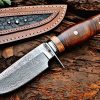 Bobcat Knives Desert Fox Custom Handmade Hunting EDC Knife Damascus Steel with Leather Sheath