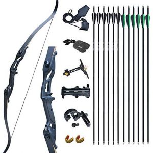 D&Q 56" Takedown Recurve Bow and Arrows Adult Kit 30lb-50lb Archery Set Right Hand Hunting Bow Metal Riser Longbow with 12pcs Arrows