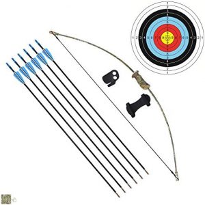kaimei 37Inch Archery Bow and Arrow Set Recurve Bow Camouflage Outdoor Sports Game Hunting Training Toy Gift Bow Kit Set with 6 Arrows 2 Target Paper to Kids Youth