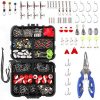 LiteBee 263PCS Fishing Accessories Kit with Tackle Box and Fishing Plier for Saltwater/Freshwater