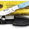 Wild Turkey Handmade Collection Fixed Blade Skinner Hunting Knife Includes a Genuine Leather Sheath