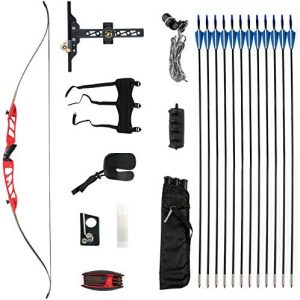 Happybuy Takedown Recurve Bow with 12 Arrows for Adults Archery Bow Set 36 lbs Hunting Archery Longbow kit Aluminum Alloy Right-Hand Bow Youth Hunting Shooting Practice Competition