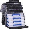 Thekuai Fishing Tackle Backpack 2 Fishing Rod Holders, Large Storage, Backpack for Trout Fishing Outdoor Sports Camping Hiking