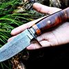 Bobcat Knives Desert Fox Custom Handmade Hunting EDC Knife Damascus Steel with Leather Sheath - Image 5