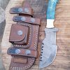 Ottoza Handmade Damascus Tracker Knife with Blue Bone Handle - Survival Knife - Camping Knife - Damascus Steel Knife - Damascus Hunting Knife with Sheath Horizontal Carry Fixed Blade Knife No:251 - Image 6