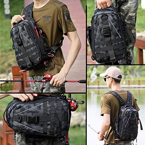 iLure Fishing Tackle Box Storage Sling Bag Outdoor Shoulder Backpack and Cross Body Sling Gear for Pond Hopper Hiking Hunting Camping - Image 6
