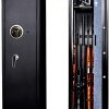 Biometric Rifle Gun Safe, Moutec Quick Access Fingerprint Long Gun Safe, 5-6 Gun Metal Rifle Gun Security Cabinet for Rifle with/Without Scope with Separate Pistol/Handgun Lock Box