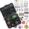LESOVI Fishing Accessories Kit Set with Tackle Box, Including Pliers, Jig Hooks, Bullet Bass Casting, Swivels Snaps, Sinker Sliders, Line Beads, Sinker Weights, Split Rings, Fishing Leaders.