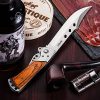 Grand Way Hunting Folding Knife with Rosewood Handle - Tactical EDC Pocket Knife - Foldable Long Blade Pocket Knife - Big Blade Folding Knife - Birthday Christmas Gifts for Men 4172 K - Image 5
