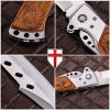 Grand Way Hunting Folding Knife with Rosewood Handle - Tactical EDC Pocket Knife - Foldable Long Blade Pocket Knife - Big Blade Folding Knife - Birthday Christmas Gifts for Men 4172 K - Image 3