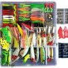 Topconcpt 275pcs Freshwater Fishing Lures Kit Fishing Tackle Box with Tackle Included Frog Lures Fishing Spoons Saltwater Pencil Bait Grasshopper Lures for Bass Trout Bass Salmon