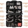 RUNCL Fishing Terminal Tackle, 148/170pcs Fishing Tackle Box - Fishing Hooks, Weights, Jig Heads, O-Rings, Barrel Swivels, Fastlock Snaps, Fishing Beads, Space Beans - Freshwater & Saltwater Fishing - Image 2