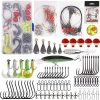 Saltwater Surf Fishing Tackle Kit -138pcs Leader Rigs Saltwater Lures Spoon Sinker Weights Floats Hooks Swivel Beach Fishing Gear